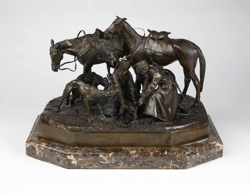 Appraisal: After Nicholai Ivanovich Lieberich patinated bronze figural group 'The Wolf