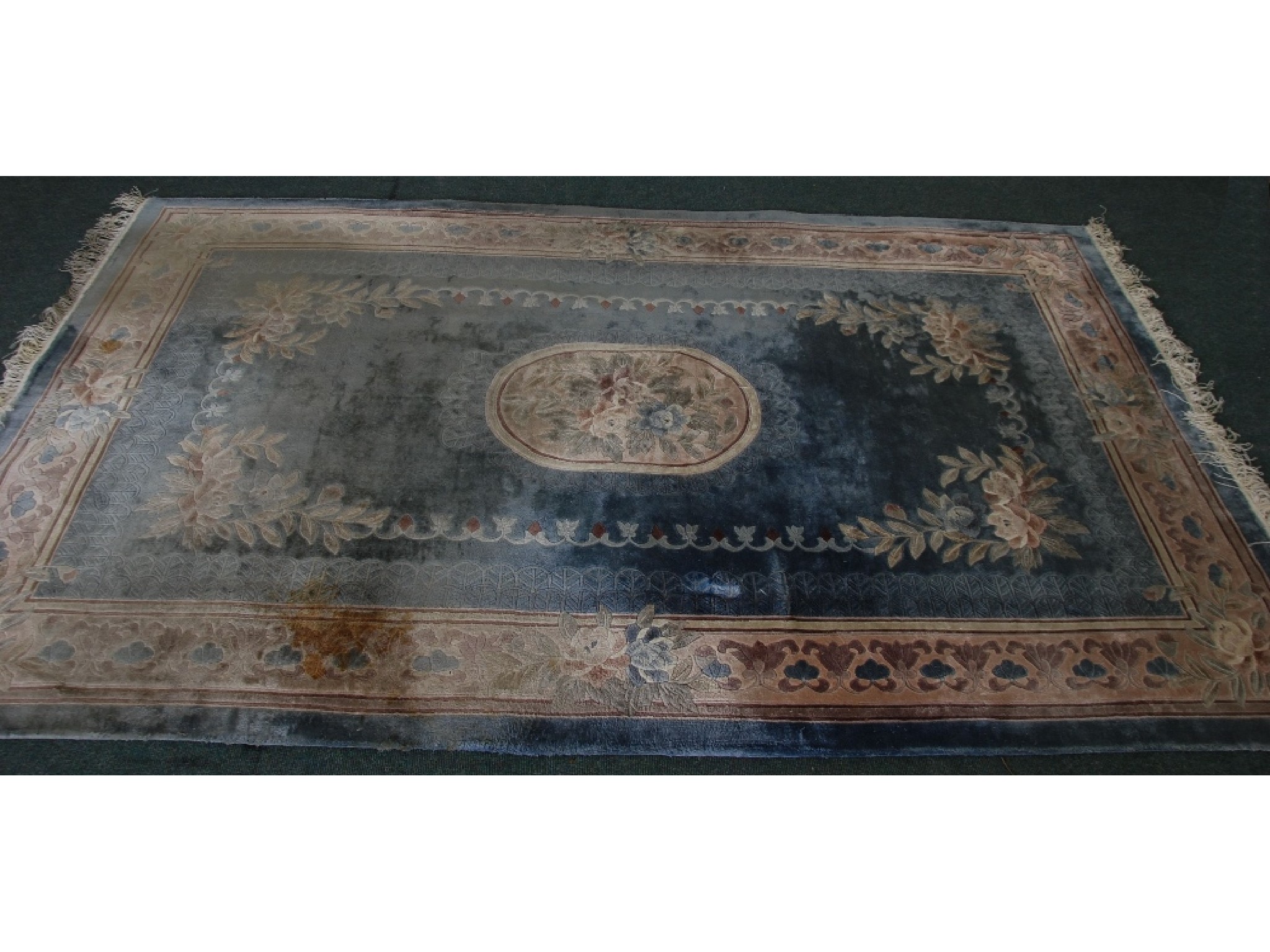 Appraisal: SUPER WASHED CHINESE SMALL CARPET with off-white and floral centre