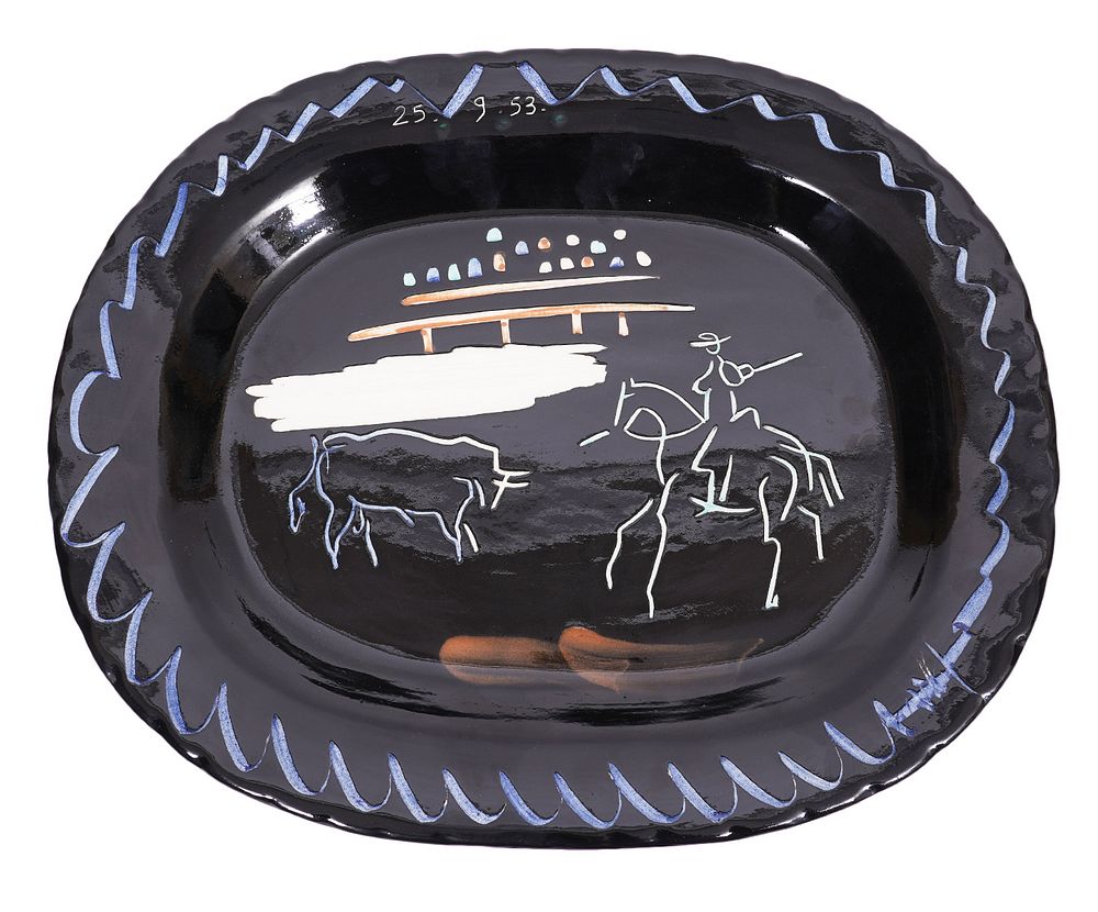 Appraisal: Picasso Madoura 'Corrida Sur Fond Noir' Platter Pablo Picasso Spain