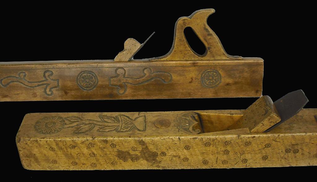 Appraisal: Tyroleon smoothing plane with scratch carved decorations of a sunflower