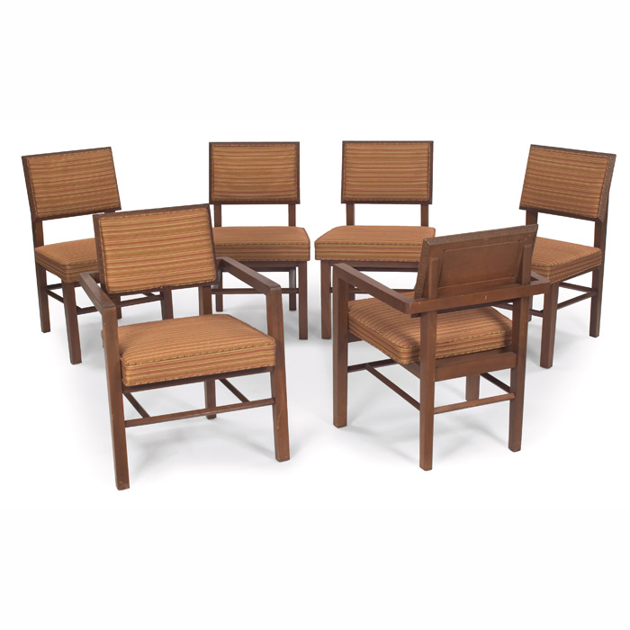 Appraisal: Frank Lloyd Wright dining chairs set of six two armchairs