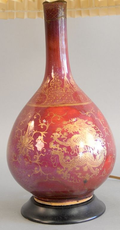 Appraisal: Bottle vase with gold gilt decoration mounted as a lamp