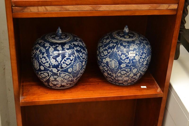 Appraisal: A PAIR OF ORIENTAL GARDEN JARS