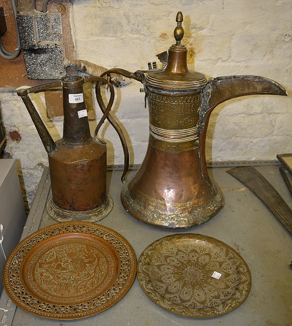 Appraisal: A Persian large copper jug cm a two handled Persian