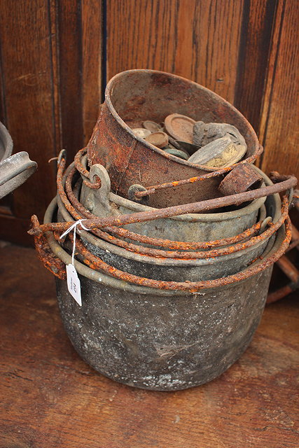 Appraisal: SIX TH CENTURY BRASS POTS the largest cm diameter together