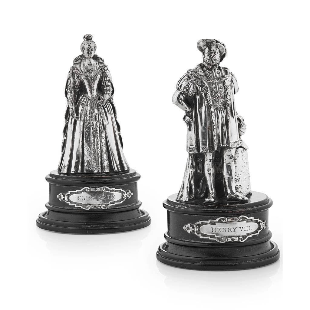 Appraisal: A pair of silver plated models one of King Henry