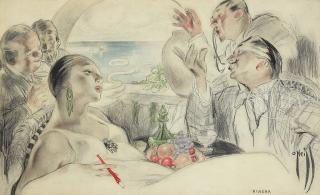 Appraisal: ROSE O'NEILL American - RIVIERA Pencil with watercolor on paper