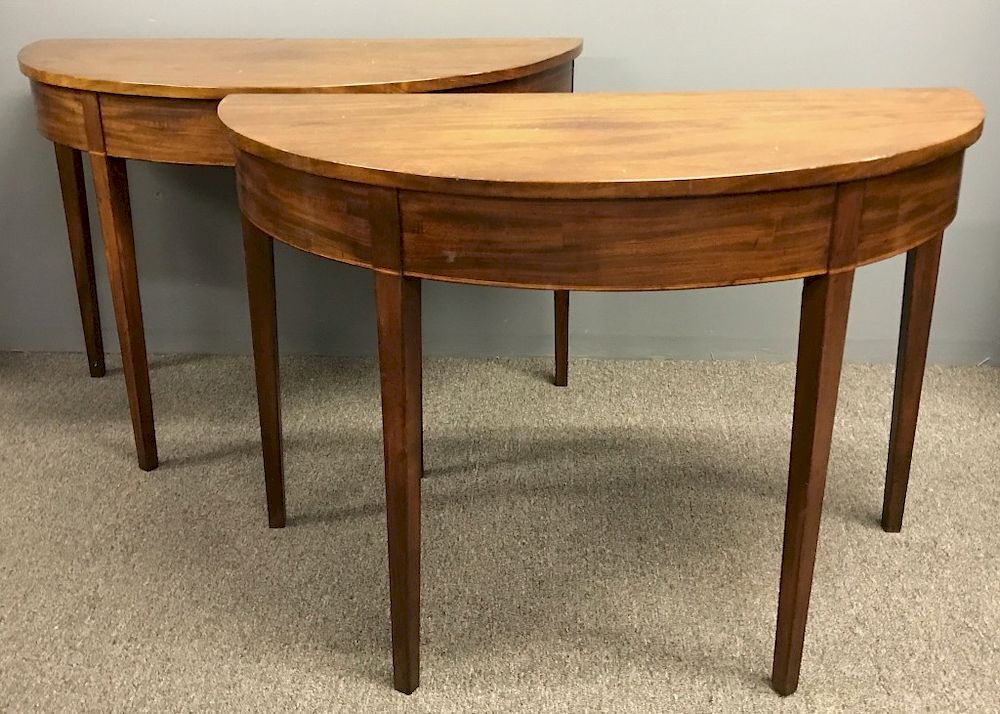 Appraisal: Pair of George III Demilune Mahogany End Tables Pair of