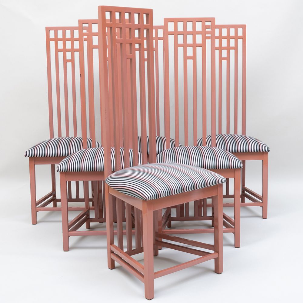 Appraisal: Set of Six Charles Rennie Mackintosh Style Lacquered Dining Chairs