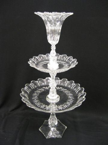 Appraisal: Victorian Cut Crystal Epergne two tier plus vase tall stunning