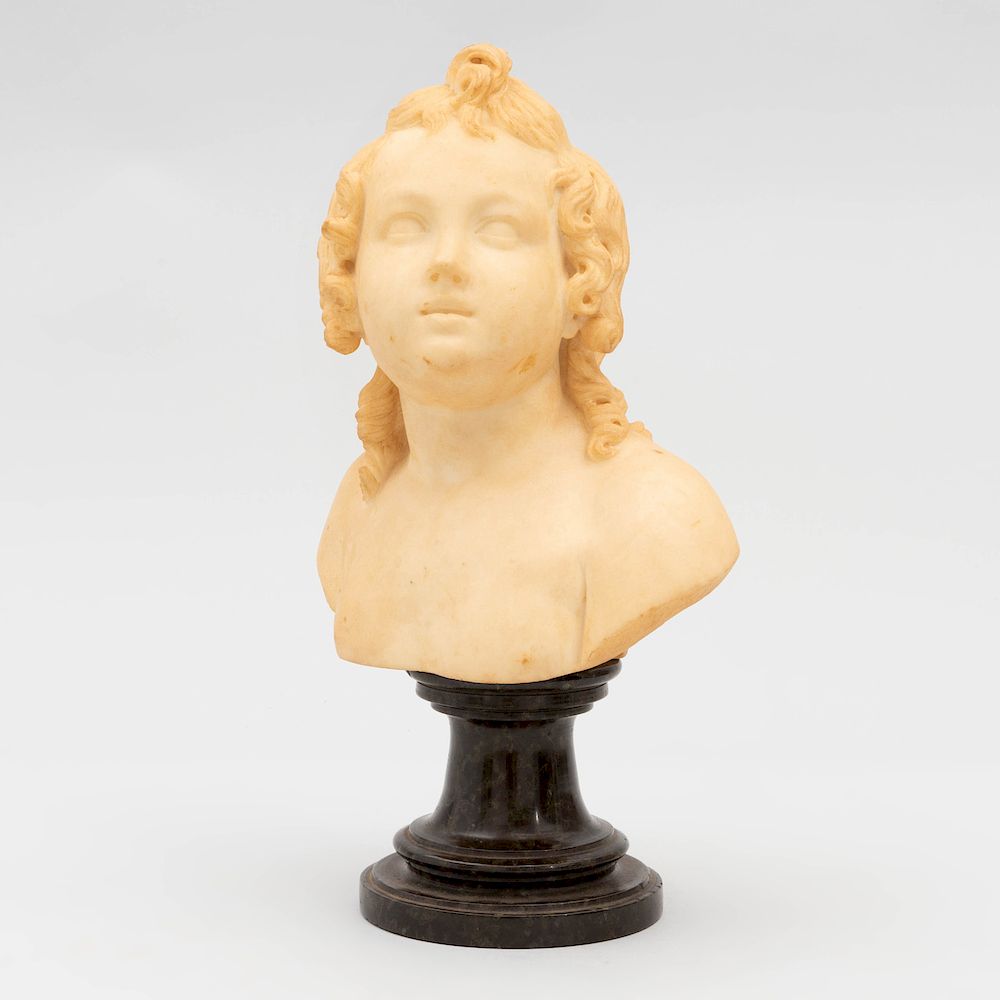 Appraisal: Carved Marble Bust of a Young Girl in high Property