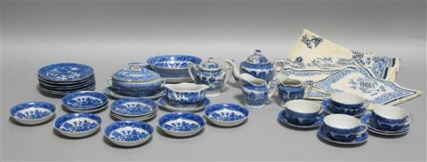 Appraisal: CHILD'S BLUE WILLOW PATTERN TEA SET Made in Japan the