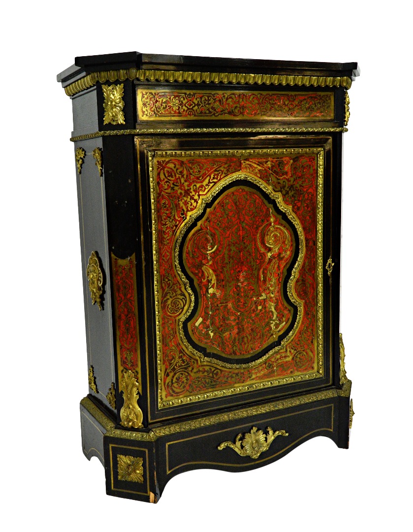 Appraisal: A mid th century ebonised and boulle work single door