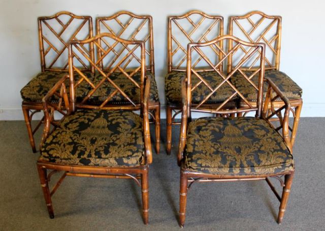 Appraisal: Set of Faux Bamboo Dining Chairs Including side chairs and