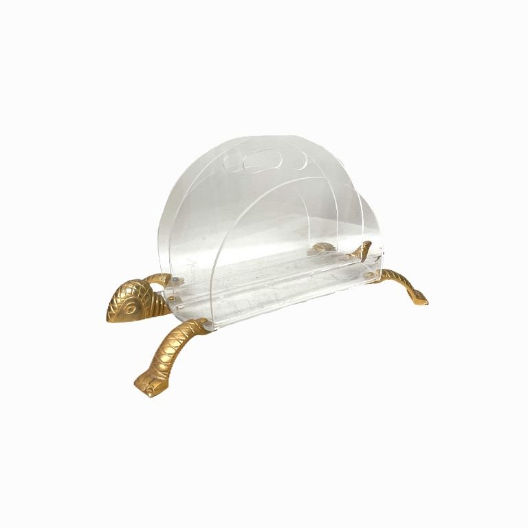 Appraisal: Lucite Gold Turtle Design Book Holder Lucite Gold Turtle Design