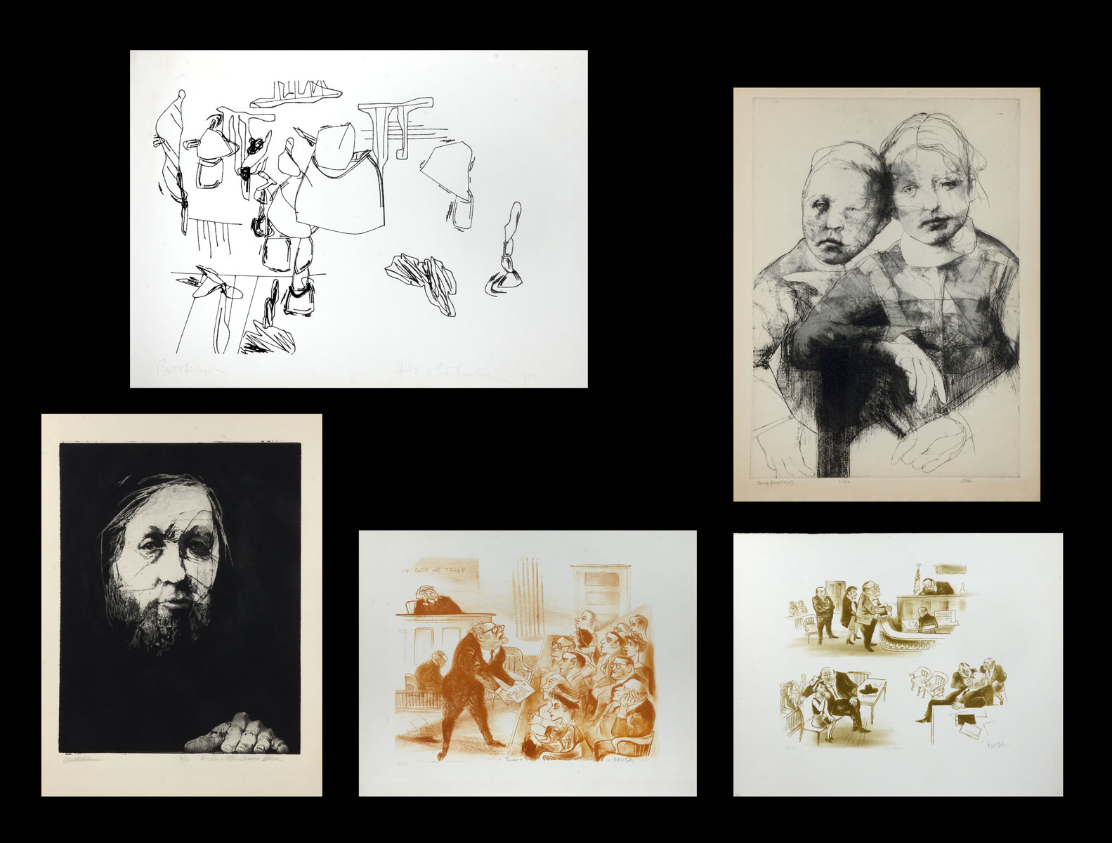 Appraisal: -PIECE PRINT LOT TO INCLUDE WILLIAM GROPPER LITHOGRAPHS Court Scenes