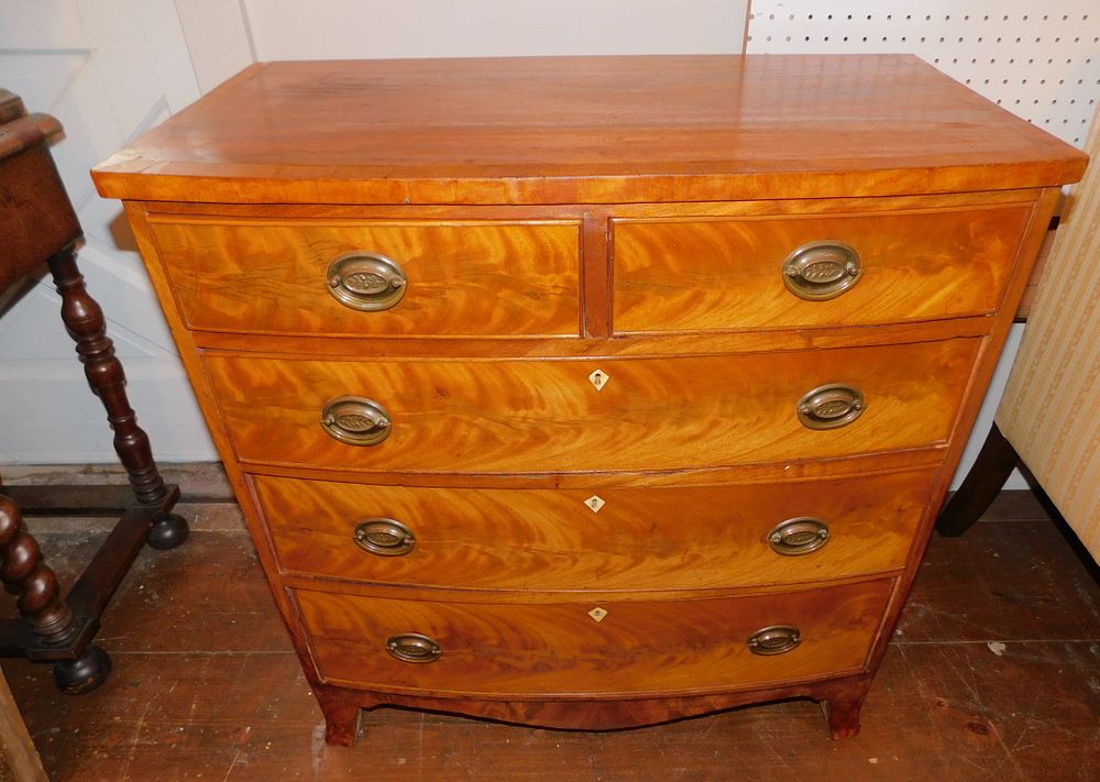 Appraisal: PERIOD DIMINUTIVE BOW FRONT CHEST Period English diminutive bow front