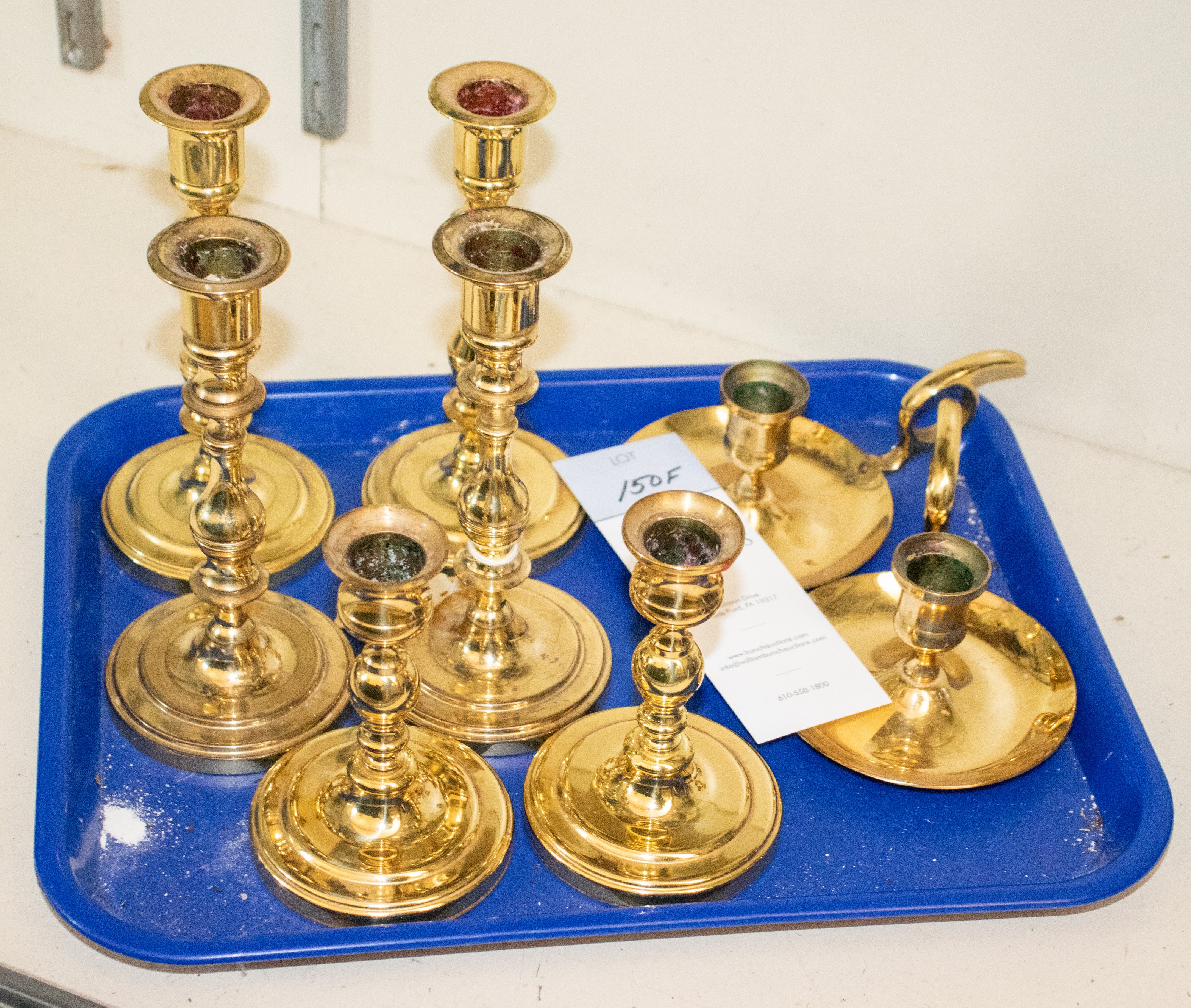 Appraisal: Brass candlesticks c o Baldwin - h Baldwin - h