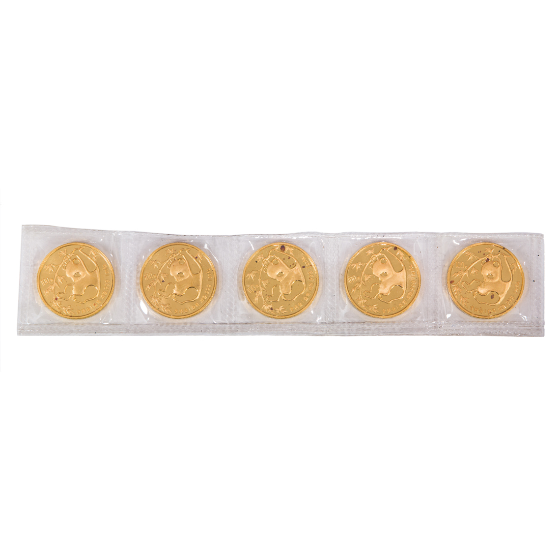 Appraisal: LOT OF CHINESE GOLD PANDA COINS IN RETAIL PLASTIC SLEEVE