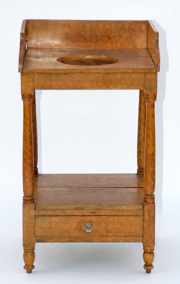 Appraisal: Washstand Top with dovetailed backsplash Bold cutout over signle drawer