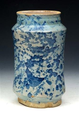 Appraisal: A LATE TH TH CENTURY SPANISH TIN GLAZED ALBARELLO OR