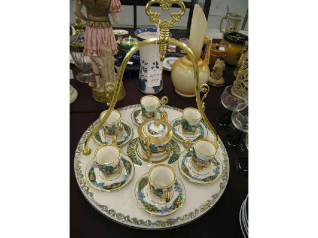 Appraisal: Capodimonte Italian Porcelain Cups saucers ornate serving tray