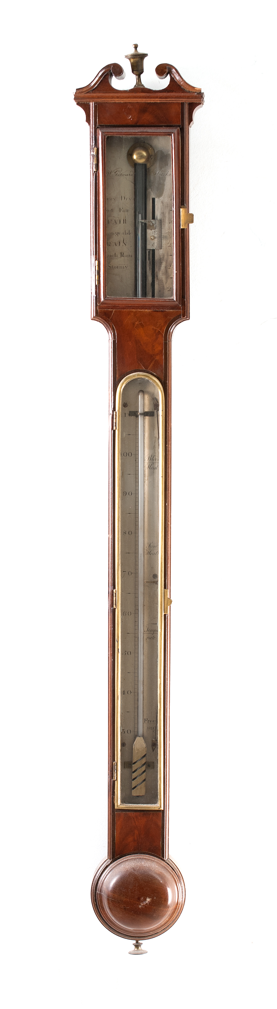 Appraisal: STICK BAROMETER Early th CenturyBy G W Gatward With thermometer