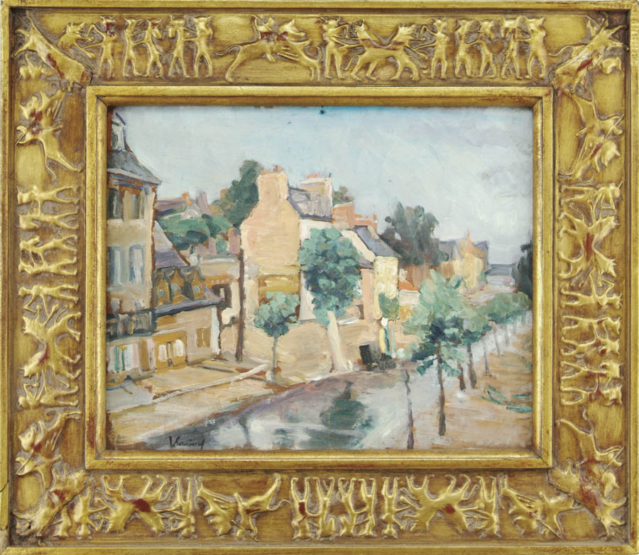 Appraisal: JANOS VASZARY Hungarian - VILLAGE AT RWIERE Oil on board