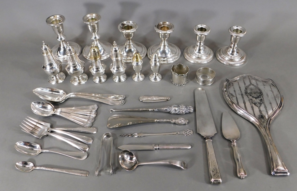 Appraisal: STERLING SILVER CANDLESTICK FLATWARE SHAKERS GROUP United States th CenturyGroup