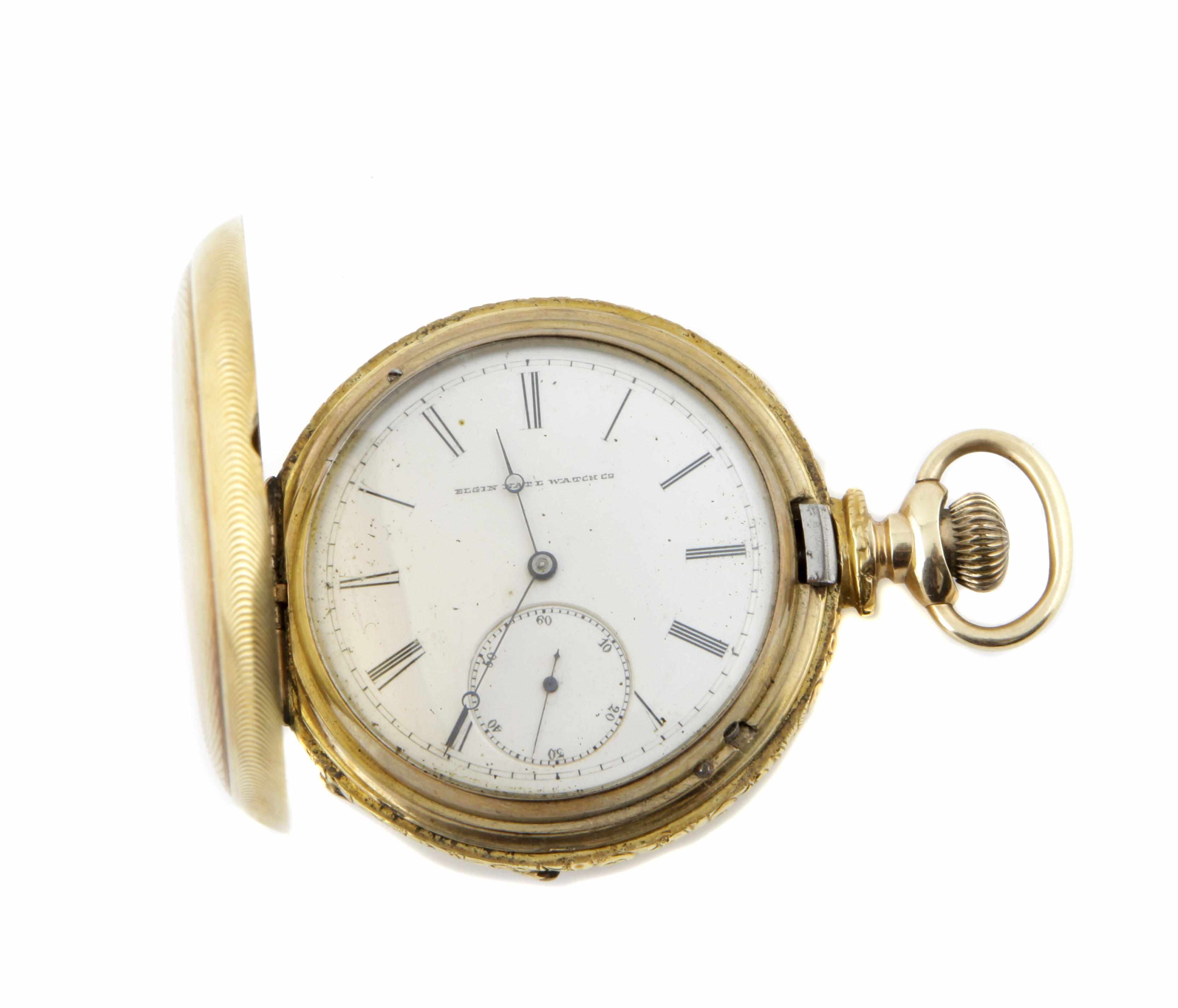 Appraisal: An k gold hunting cased pocket watch Elgin movement no