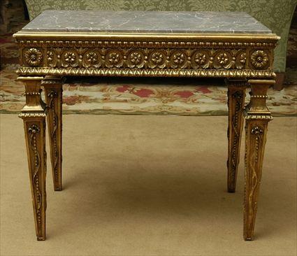 Appraisal: Italian Neoclassical-Style Giltwood Marble-Top Center Table x x in