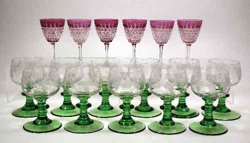 Appraisal: Eleven German glass rummers with clear glass bowls engraved with