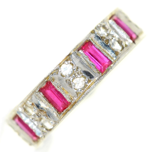 Appraisal: A synthetic ruby and white stone eternity ring in white