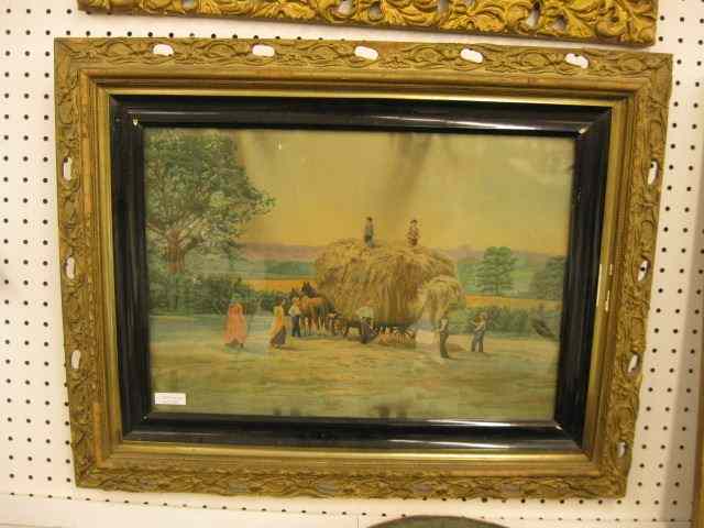 Appraisal: Victorian Lithograph of Harvesting Hay image area '' x ''