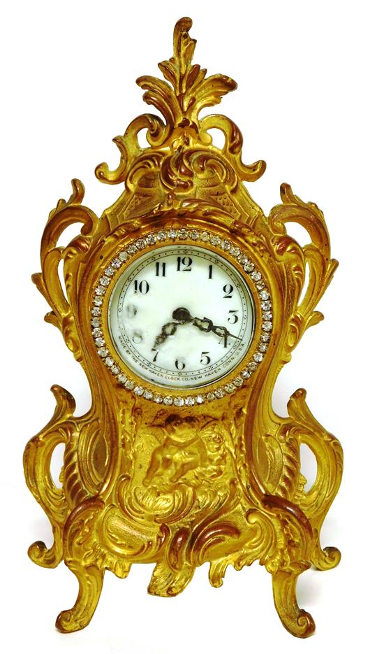 Appraisal: New Haven Clock Co gilt shelf clock c ornate cast