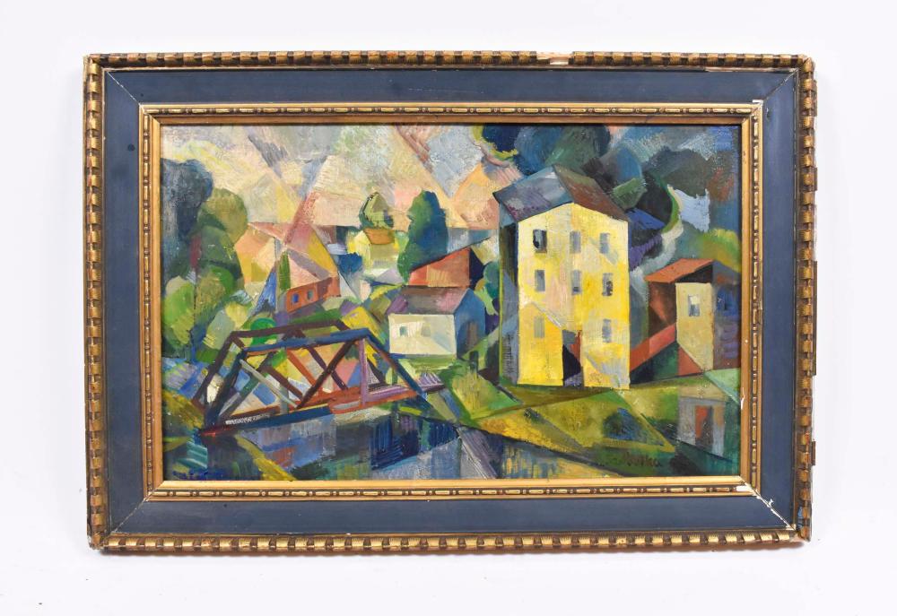 Appraisal: IMRE SZUBOTKA HUNGARIAN - PAINTINGVillage with Bridge Signed Szubotka lower