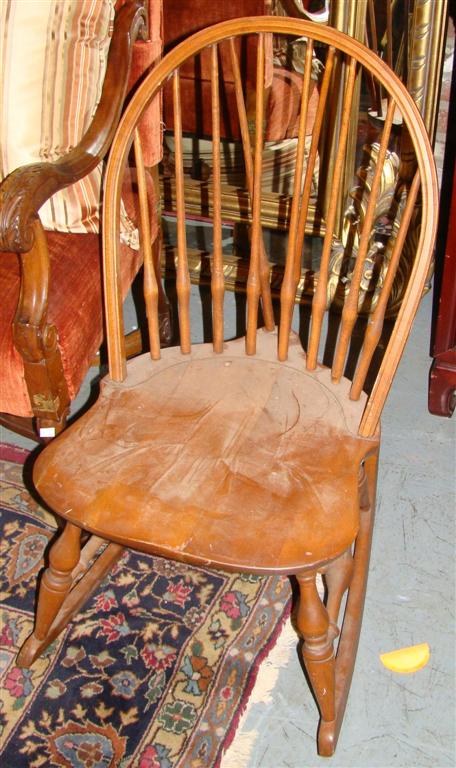 Appraisal: SMALL WINDSOR ROCKING CHAIR the curved back with turned backsplats