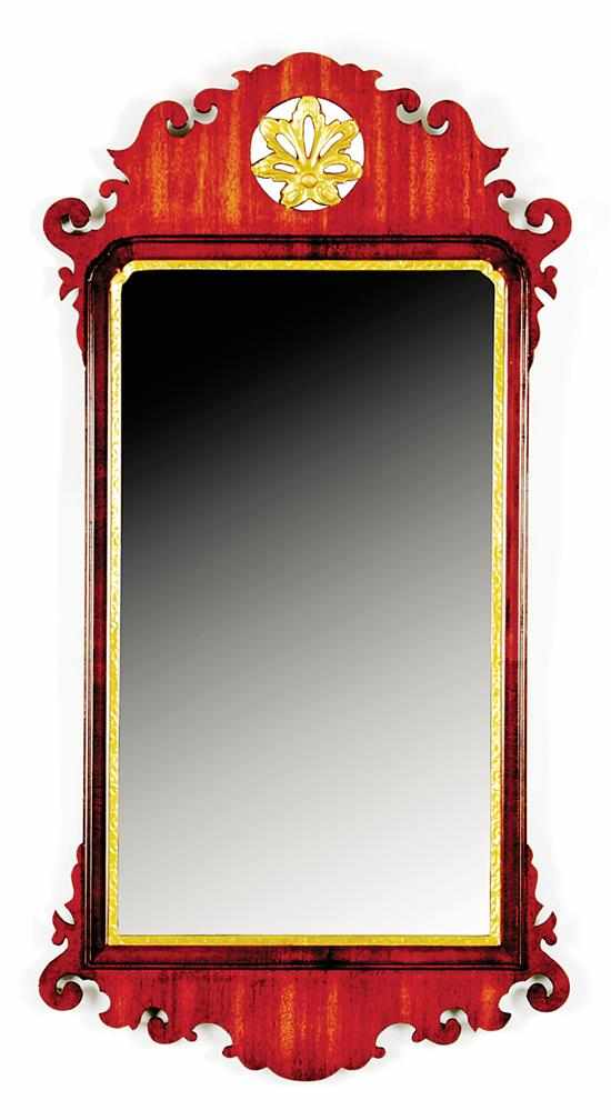 Appraisal: Chippendale style mahogany looking glass Colonial Williamsburg scrolling frame with