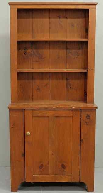 Appraisal: Pine step-back cupboard th c h x w x d