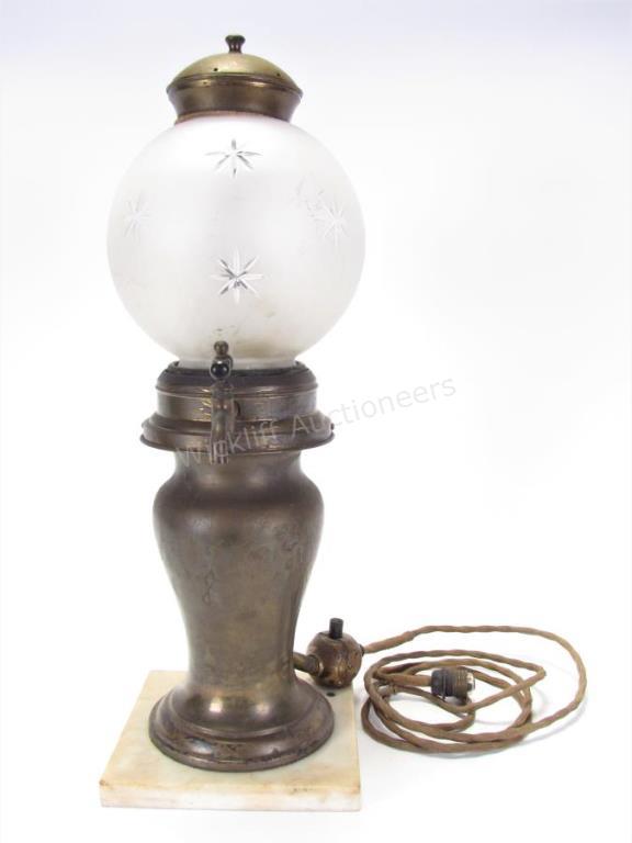 Appraisal: Antique Commercial Hot Chocolate server brass body frosted glass globe