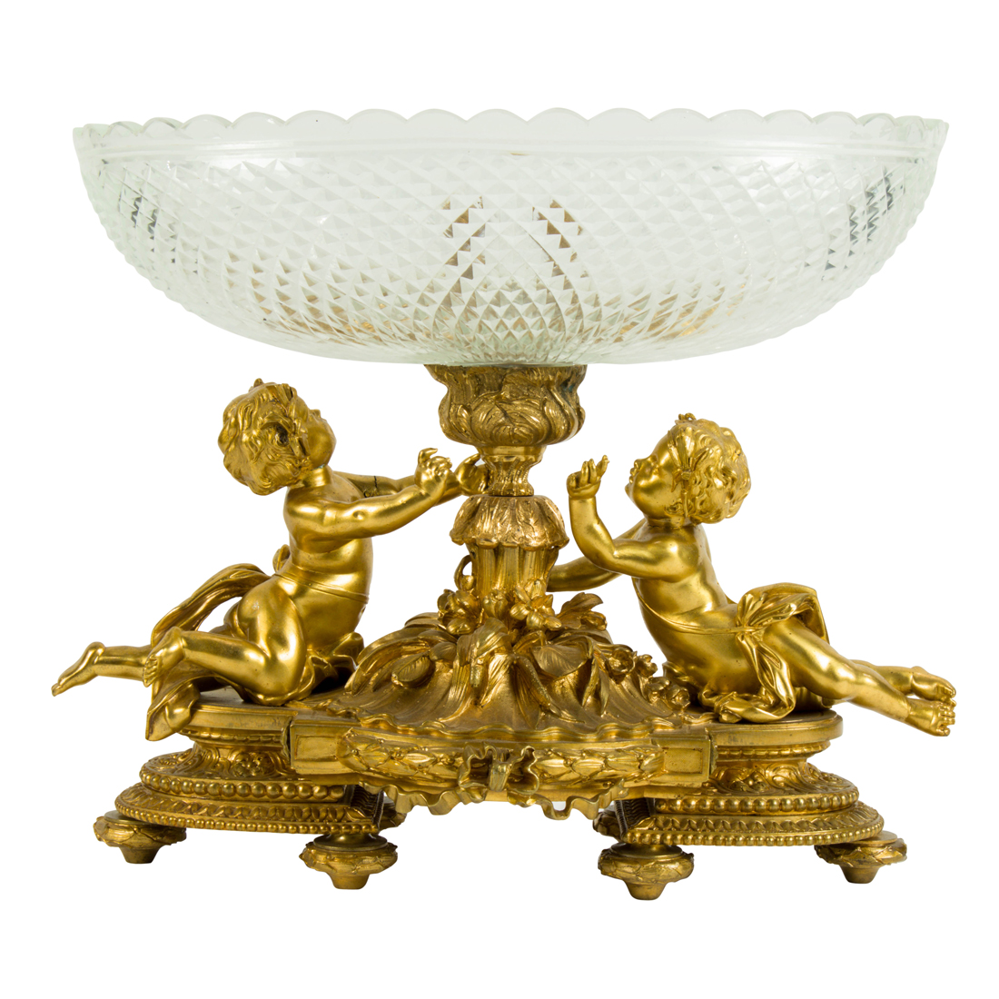 Appraisal: A LOUIS XVI STYLE CUT GLASS AND GILT METAL FIGURAL