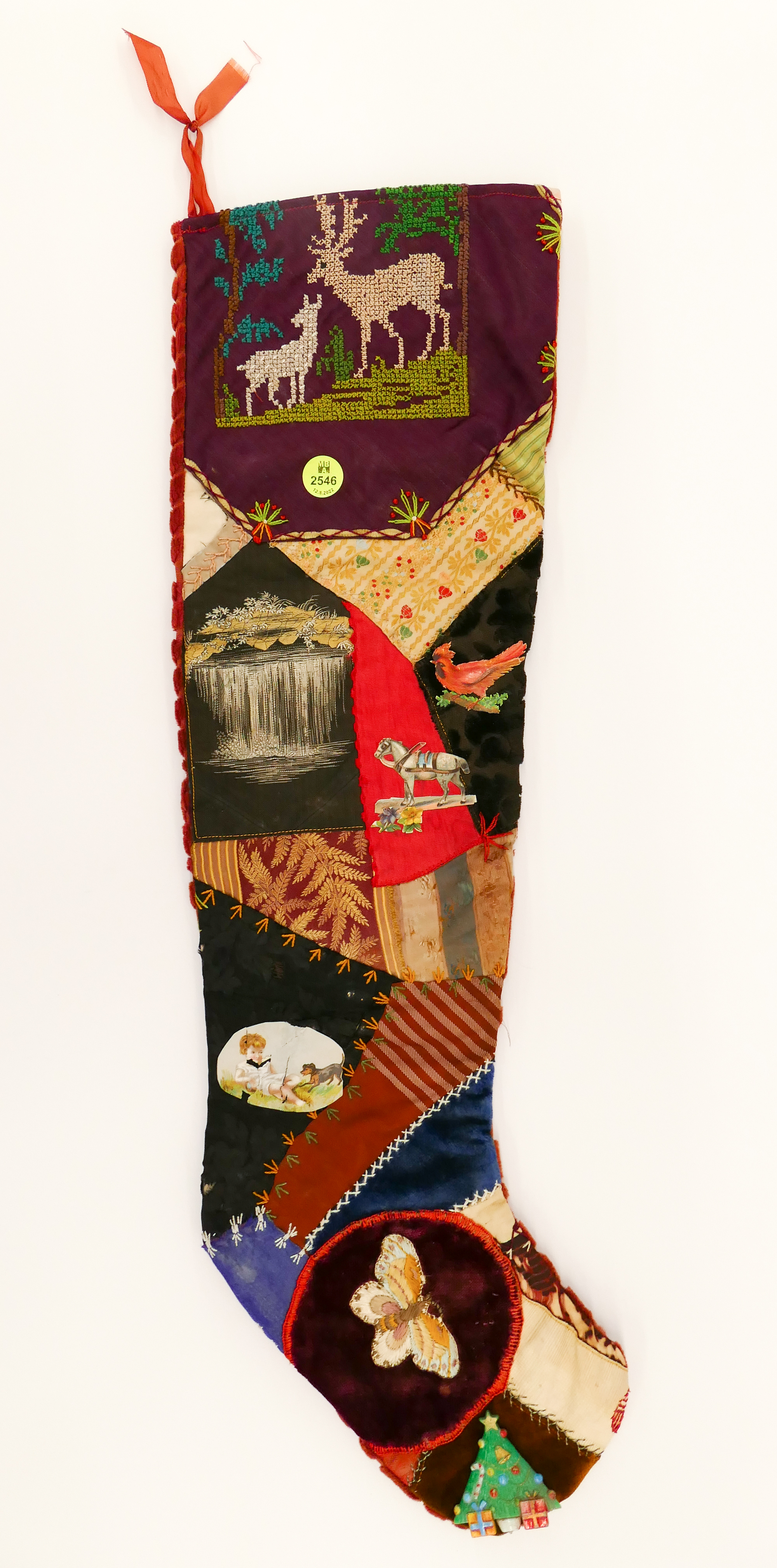 Appraisal: Antique Patchwork Christmas Stocking- ''