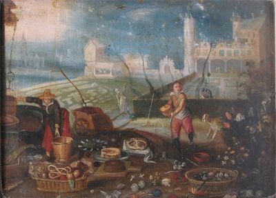 Appraisal: Manner of Jan Brueghel the Elder Landscape with workers tending