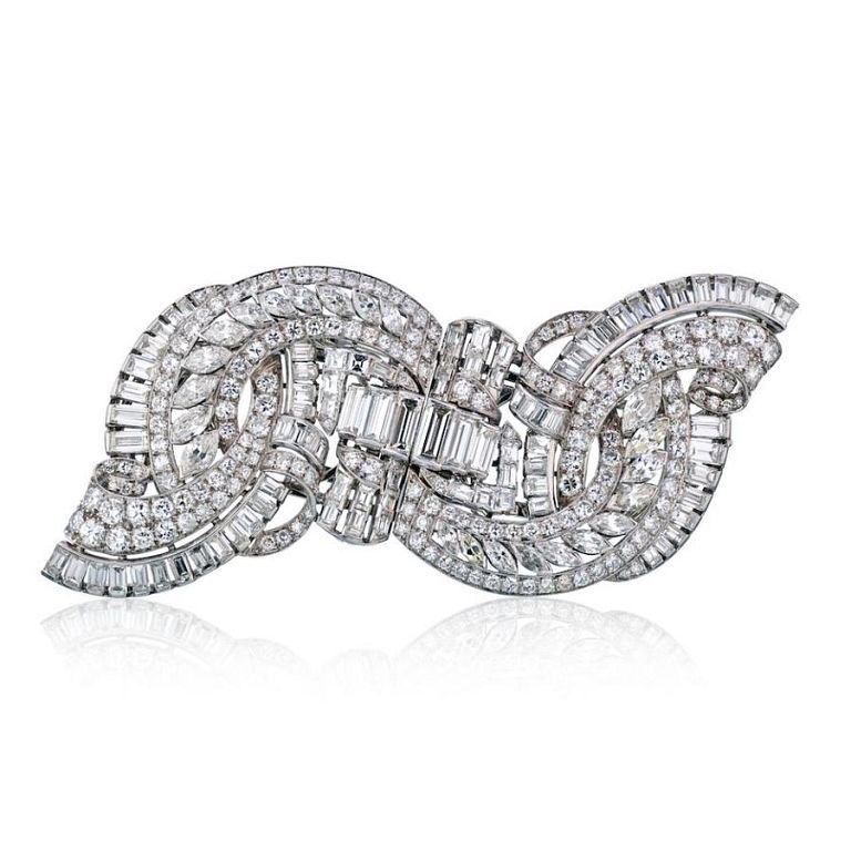 Appraisal: ART DECO PLATINUM 'S CARAT DIAMOND DOUBLE ART DECO PLATINUM