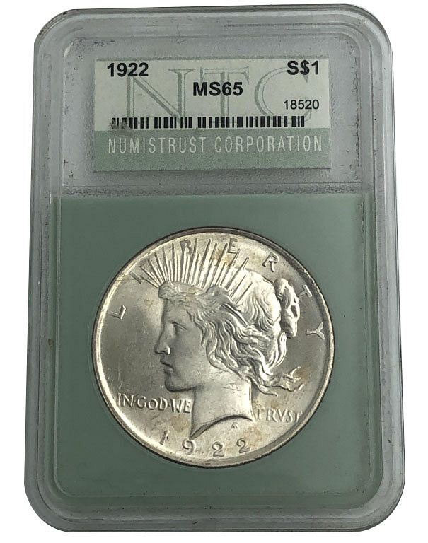 Appraisal: Peace Dollar Silver Coin Graded MS by Numistrust Corporation