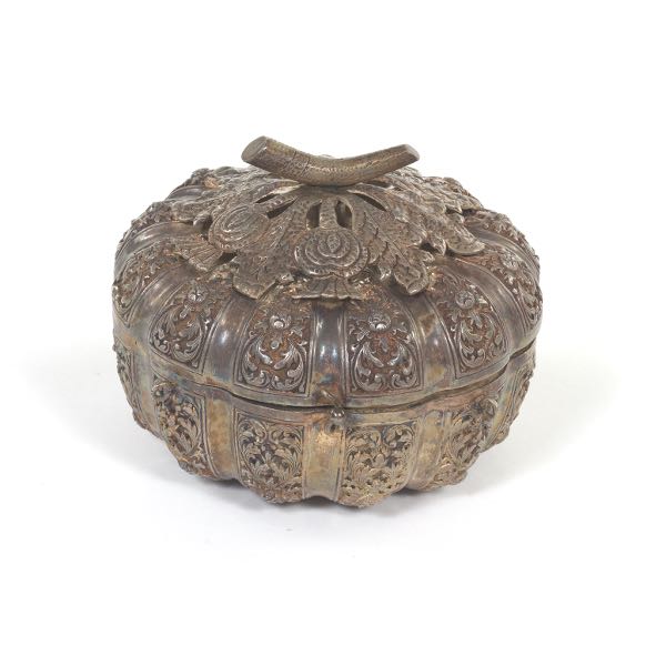 Appraisal: CAMBODIAN ANTIQUE COLONIAL SILVER BETEL BOX CA TH CENTURY x