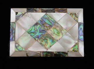 Appraisal: Mother of pearl and abalone shell card case cm x