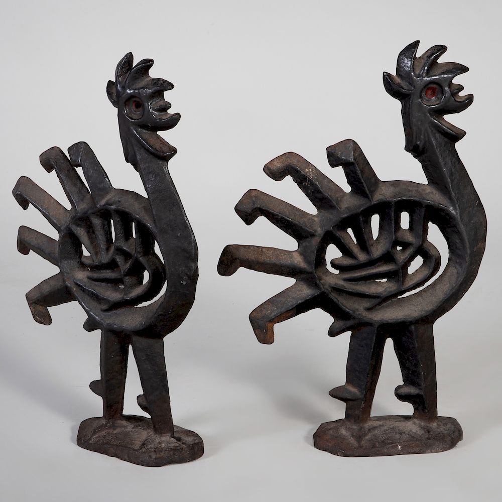 Appraisal: Pair of Modern Cast Iron Roosters in high Condition Very