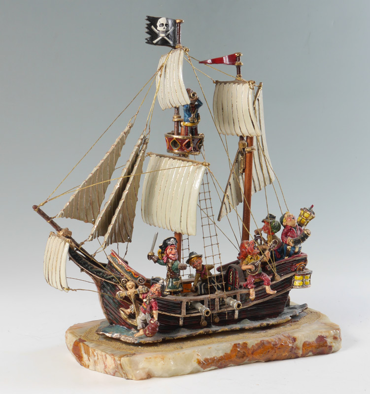 Appraisal: RON LEE PIRATE SHIP SCULPTURE Composite sculpture of pirate ship