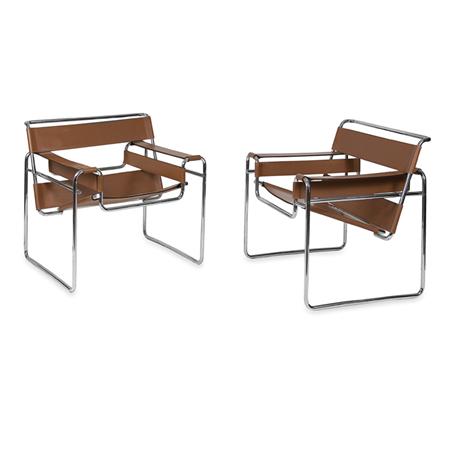 Appraisal: Marcel Breuer Hungarian - Pair of Wassily Armchairs model no